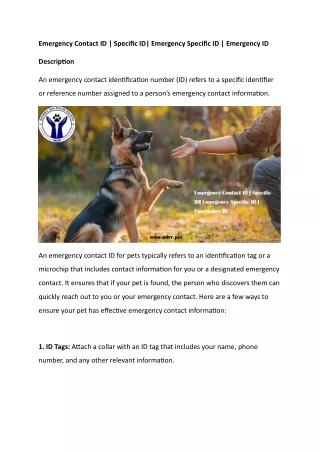 Emergency Contact ID  Specific ID Emergency Specific ID  Emergency ID