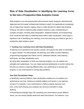 Role of Data Visualization in Identifying the Learning Curve