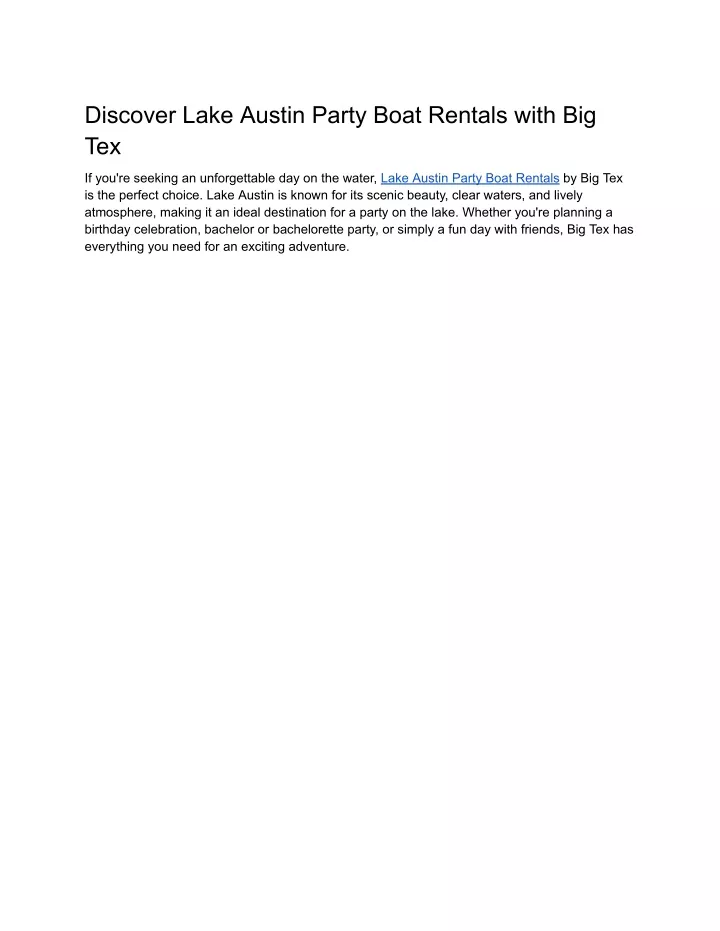 discover lake austin party boat rentals with