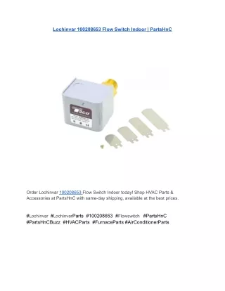 Lochinvar 100208653 Flow Switch Indoor _ PartsHnC