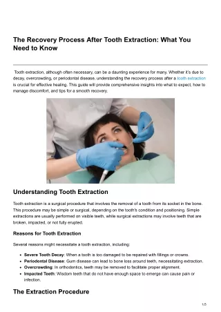 the recovery process after tooth extraction what