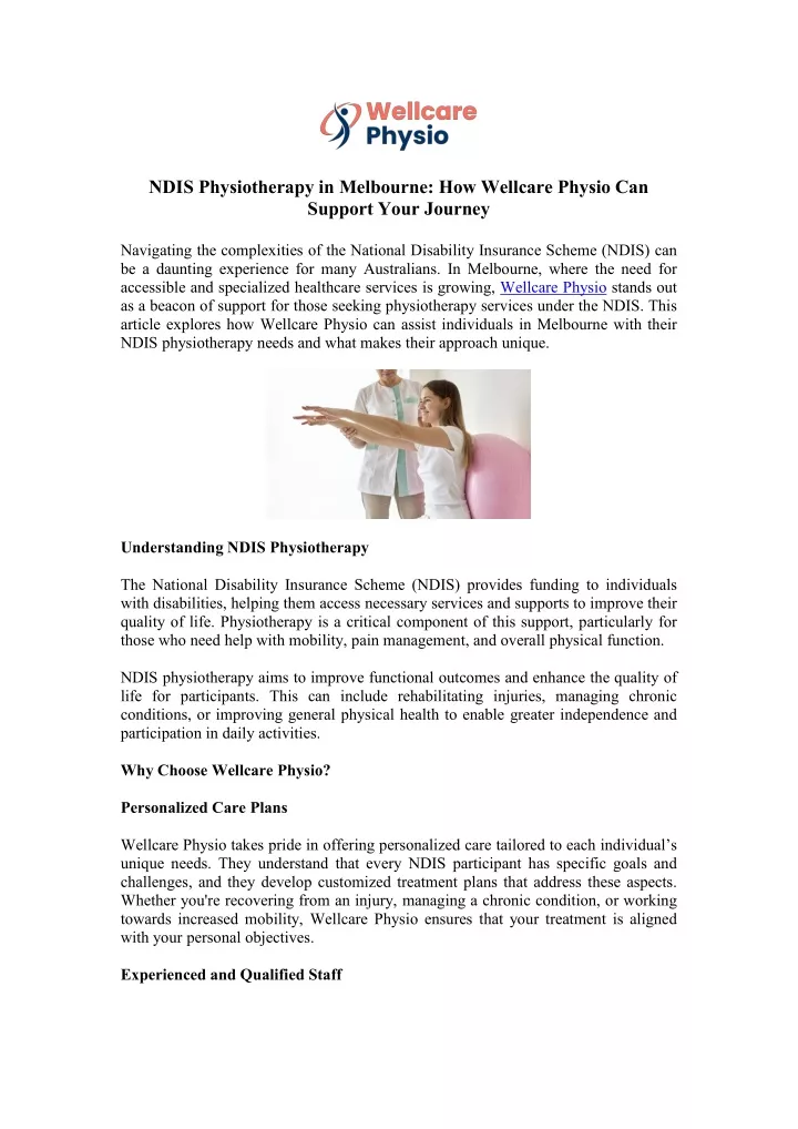 ndis physiotherapy in melbourne how wellcare