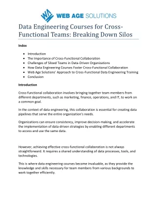 Data Engineering Courses for Cross-Functional Teams Breaking Down Silos