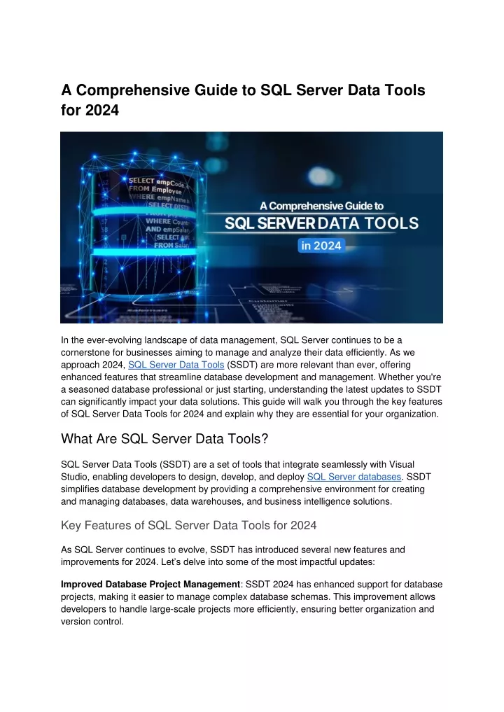 a comprehensive guide to sql server data tools