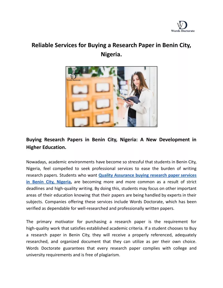 reliable services for buying a research paper