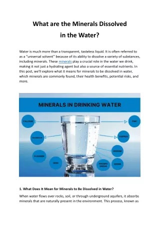 What are the Minerals Dissolved in the Water?