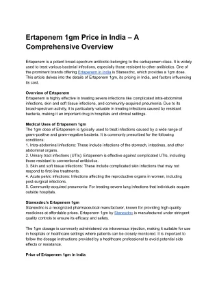 ertapenem 1gm price in india a comprehensive