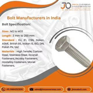 Bolts | Nuts |  Washers | Threaded Rod | Screw | Jinnox Bolt