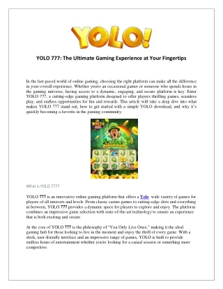 Yolo 777 Download APK for Android | Yolo 777 Online Login