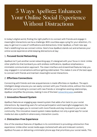 5 Ways ApeBuzz Enhances Your Online Social Experience Without Distractions