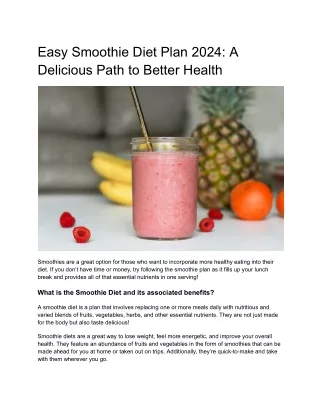 Easy Smoothie Diet Plan 2024- A Delicious Path to Better Health