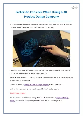 factors to consider while hiring a 3d product