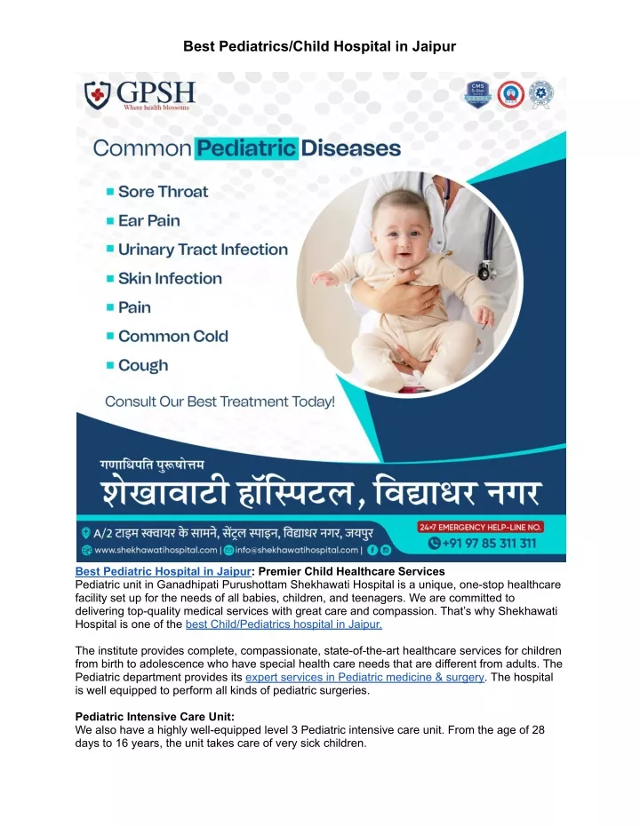 best pediatrics child hospital in jaipur