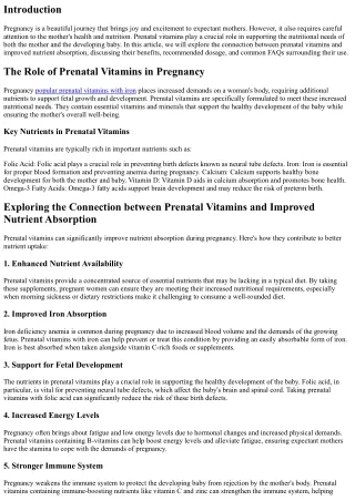 Exploring the Connection between Prenatal Vitamins and Improved Nutrient Absorpt