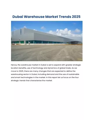 Dubai Warehouse Market Trends 2025