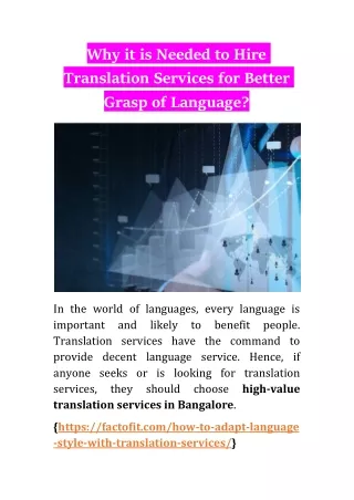 Why it is Needed to Hire Translation Services for Better Grasp of Language?