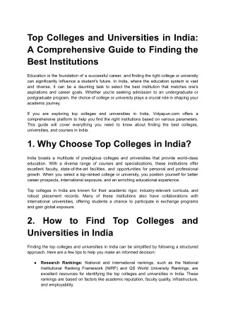 Top Colleges and Universities in India_ A Comprehensive Guide to Finding the Best Institutions