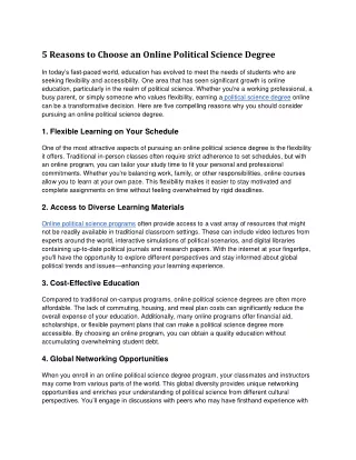 5 Reasons to Choose an Online Political Science Degree