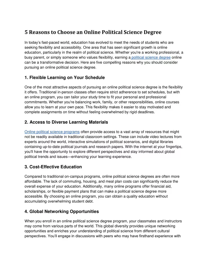 5 reasons to choose an online political science