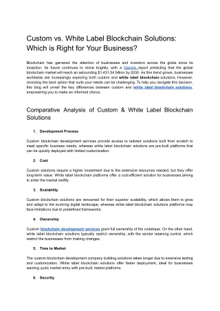 Custom vs White Label Blockchain Solutions: Explore The Difference