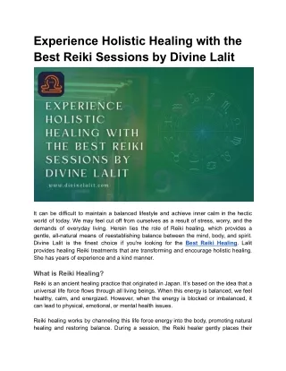 experience holistic healing with the best reiki