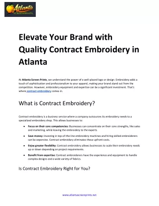 Elevate Your Brand with Quality Contract Embroidery in Atlanta