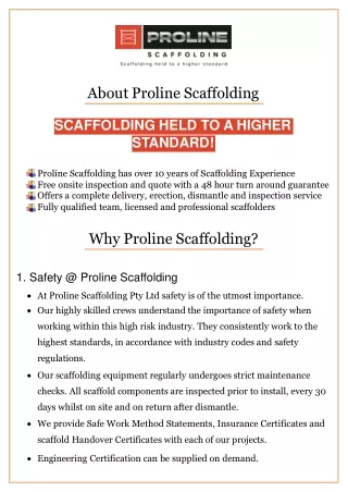 PROLINE SCAFFOLDING provides reliable and safe scaffolding solutions