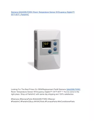 Siemens QAA2280.FWSC Room Temperature Sensor W_Ocupancy Digital P1 55°F-95°F _ PartsHnC
