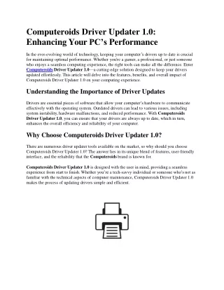 computeroids driver updater 1 0 enhancing your pc s performance