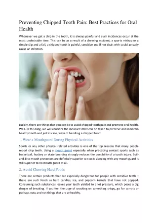 Preventing Chipped Tooth Pain: Best Practices for Oral Health