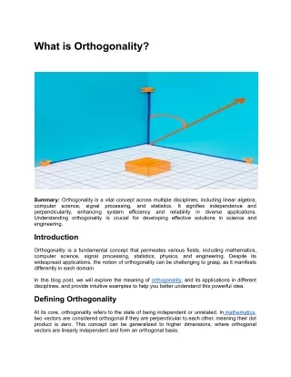 What is Orthogonality