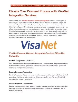 Elevate Your Payment Process with VisaNet Integration Services