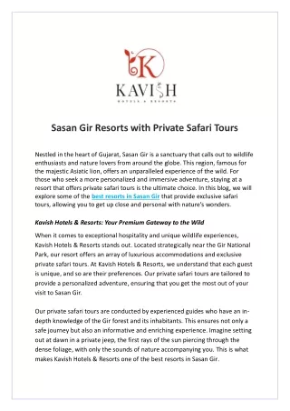 Sasan Gir Resorts with Private Safari Tours