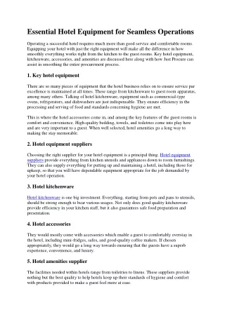 Essential Hotel Equipment for Seamless Operations