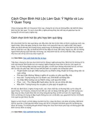 Cách Chọn Bình Hút Lộc Làm Quà: Ý Nghĩa và Lưu Ý Quan Trọng
