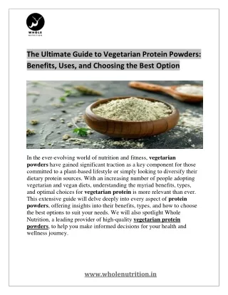 The Ultimate Handbook for Vegetarian Protein Powders Whole Nutrition