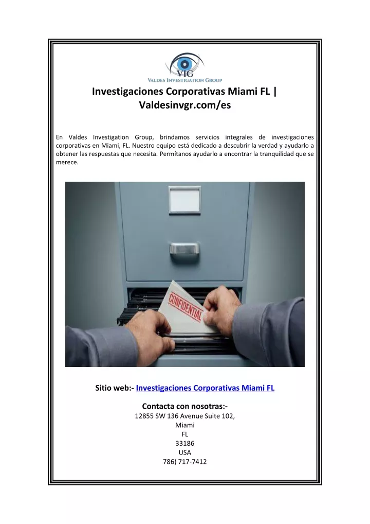 investigaciones corporativas miami fl valdesinvgr