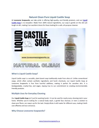 Natural Clean Pure Liquid Castile Soap