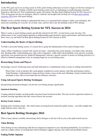The Best Sports Betting System for NFL Success in 2024
