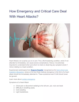 How Emergency and Critical Care Deal With Heart Attacks