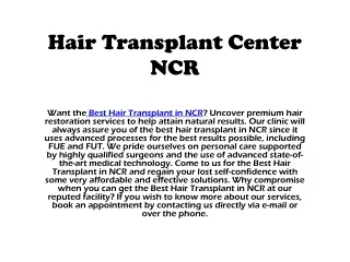 Hair Transplant Center NCR