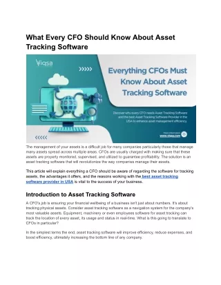 Everything CFOs Must Know About Asset Tracking Software
