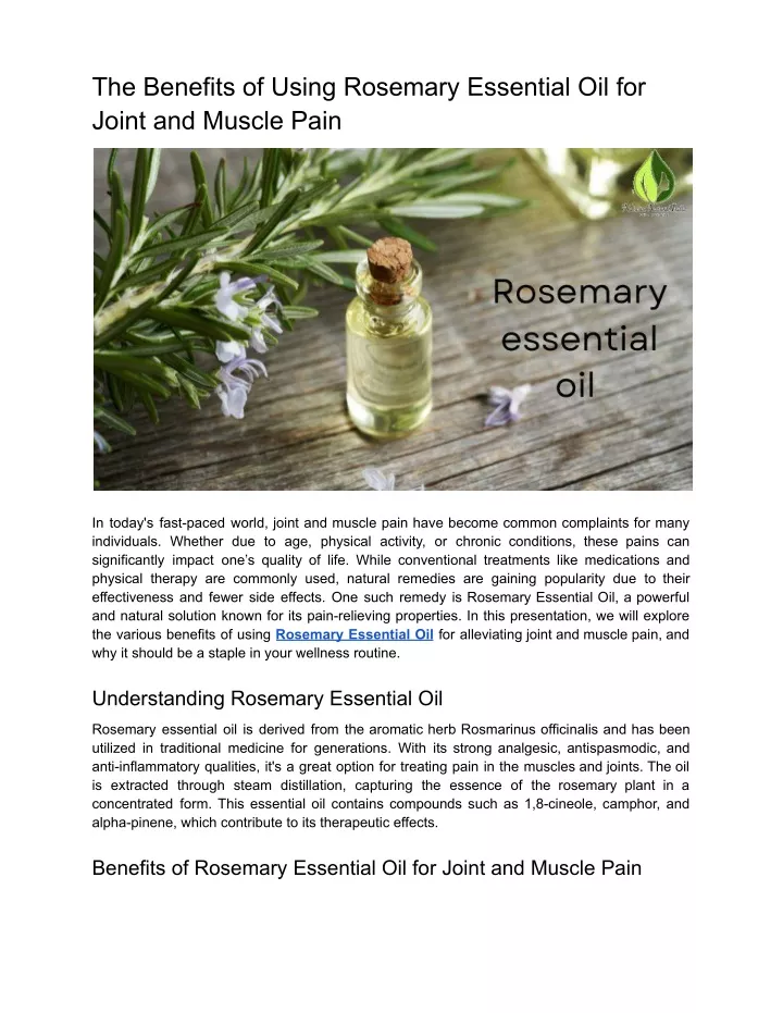 the benefits of using rosemary essential