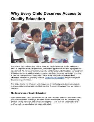 Why Every Child Deserves Access to Quality Education