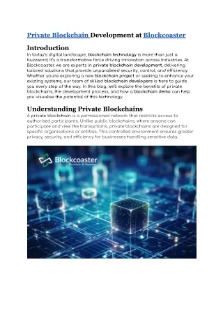 private blockchain development at blockcoaster