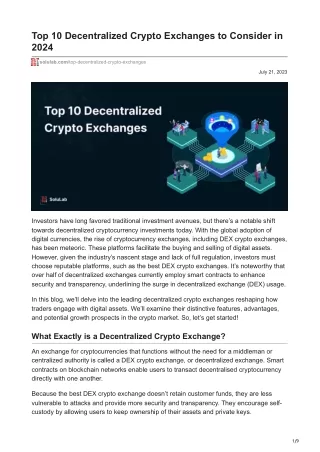 top 10 decentralized crypto exchanges to consider