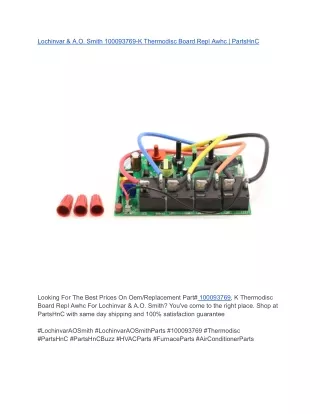 Lochinvar & A.O. Smith 100093769-K Thermodisc Board Repl Awhc _ PartsHnC