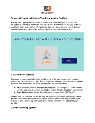 Top Java Projects to Enhance Your Programming Portfolio