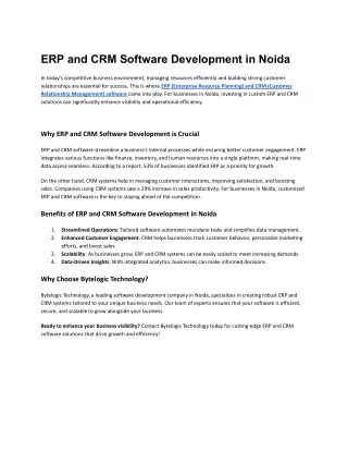 erp and crm software development in noida