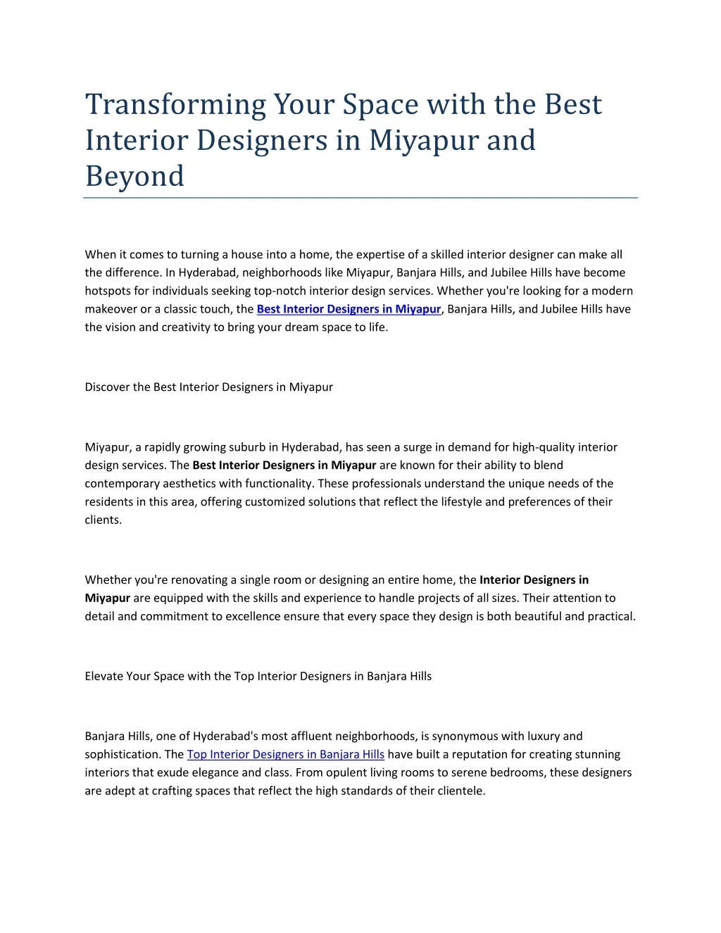 PPT - Transforming Your Space with the Best Interior Designers in ...